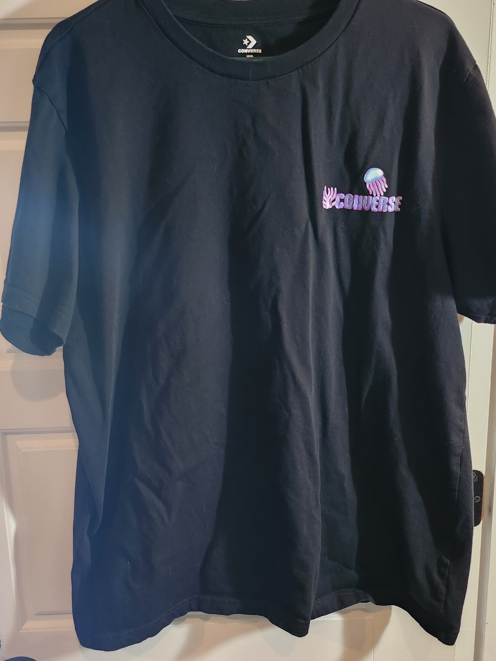 Converse Black Tee with Purple & Light Blue Jellyfish Logo